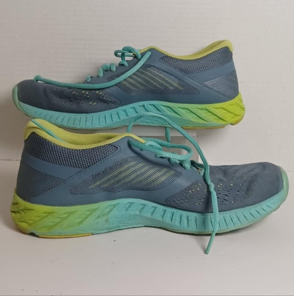 Asics Women’s FuzeX Lyte Athletic Running Shoes Blue/Green/Grey T670N Size 10‎ - Picture 2 of 6